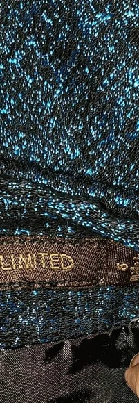 EUC The Limited Black and Teal Metallic Tweed Pencil Skirt - Picture 2 of 3